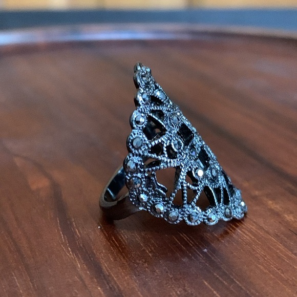 Black ring with black stones size 7 - Picture 4 of 6